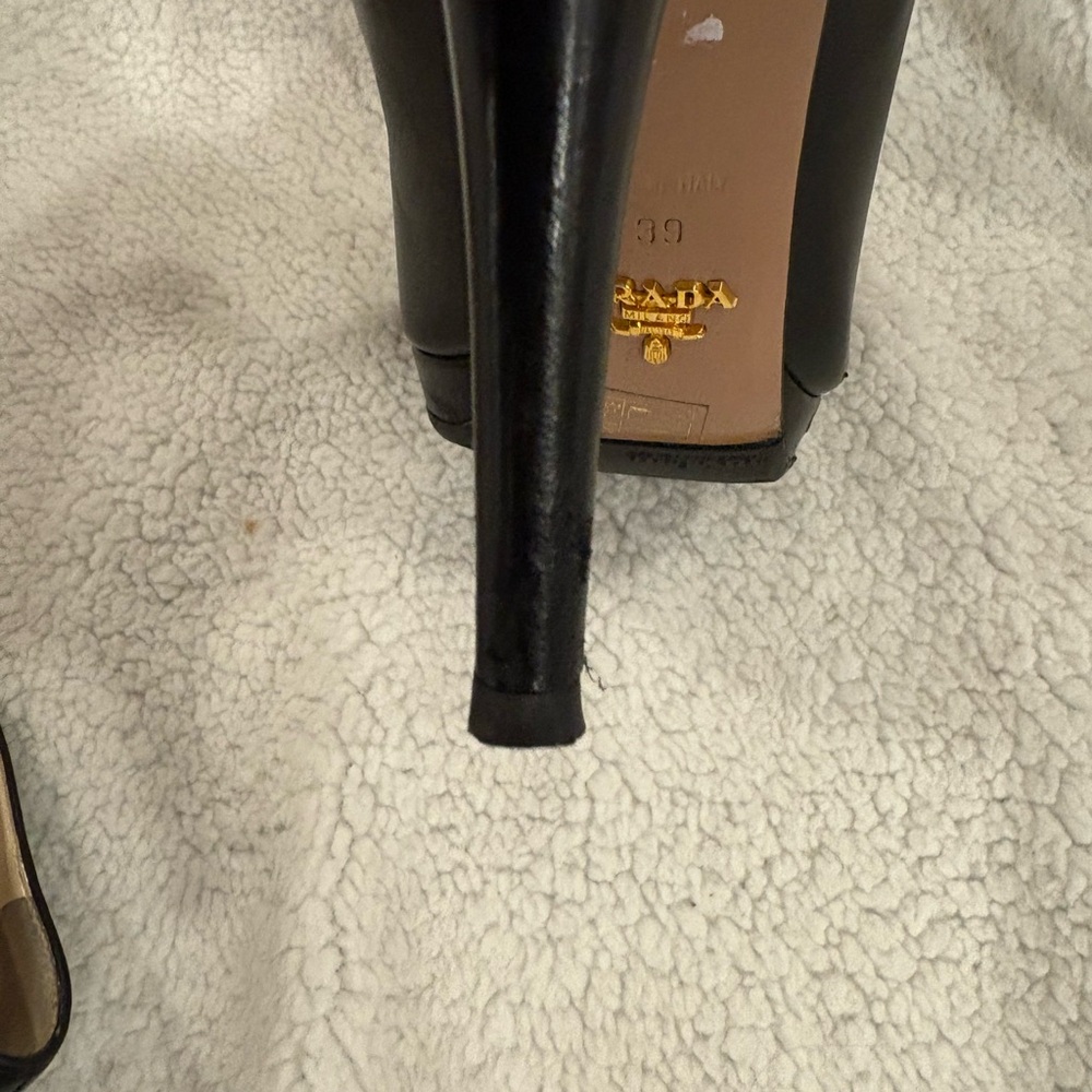 Black Leather Prada 3" Heels - Picture 7 of 7